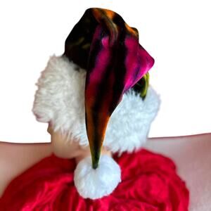 Santa Hat Tie Dye Handcrafted Hippie Christmas Holiday Party Festive Whimsical